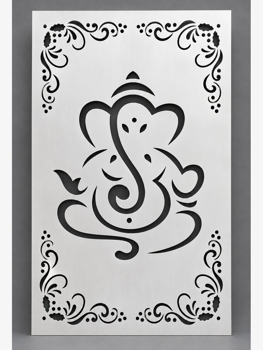 Ornate Ganesha panel laser-cut metal panel design