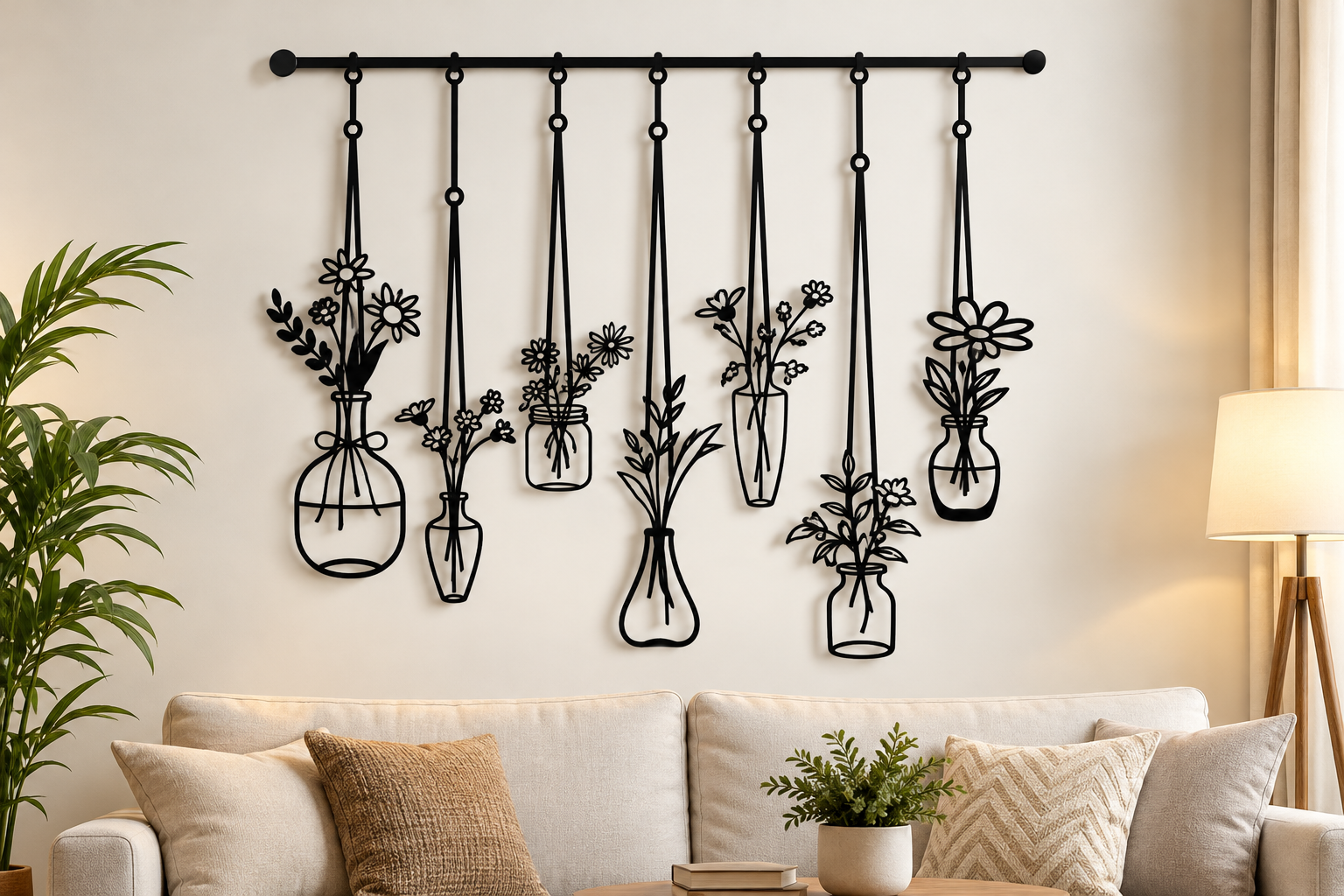 Hanging Floral Iron Wall Art