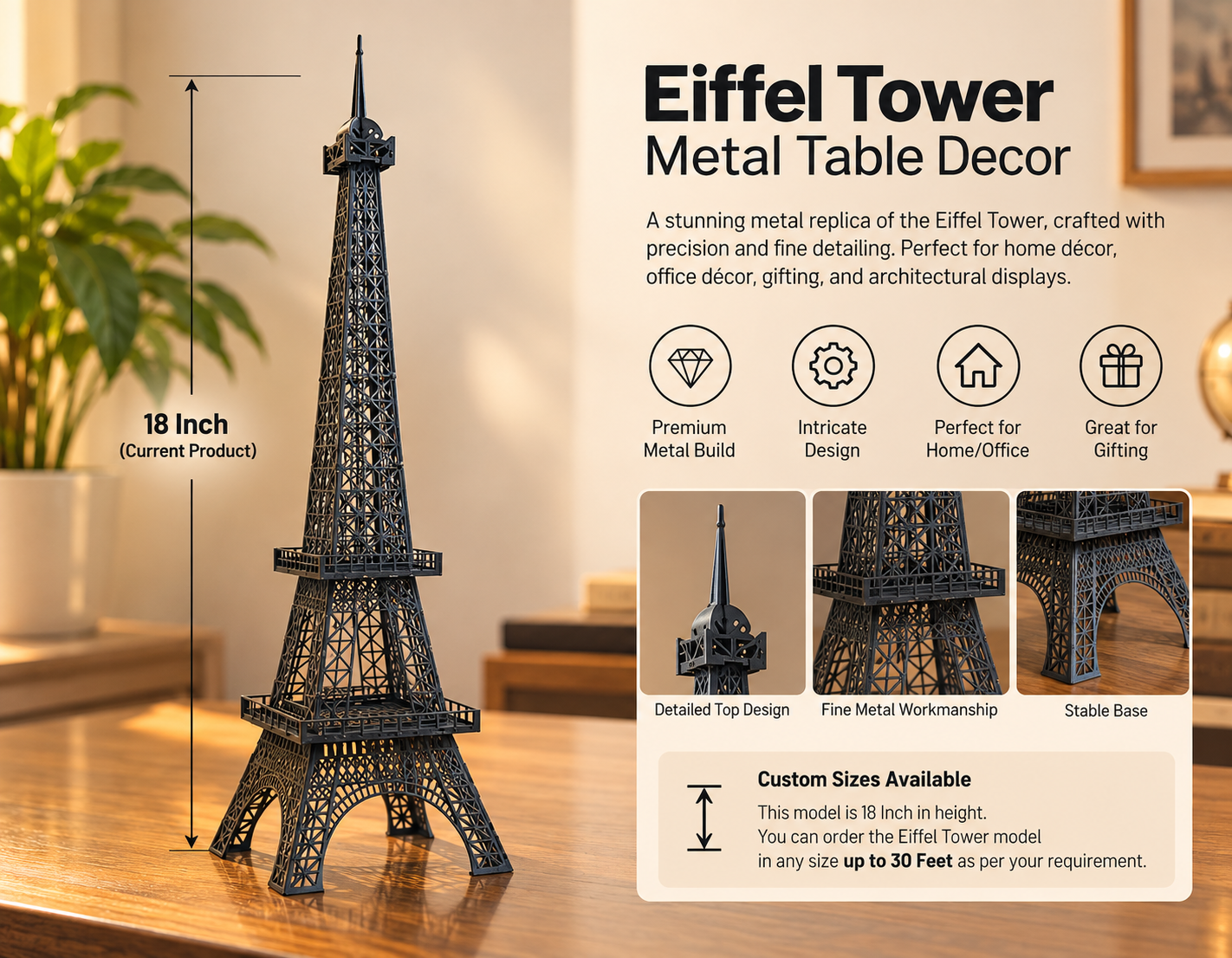 Eiffel Tower Metal Showpiece
